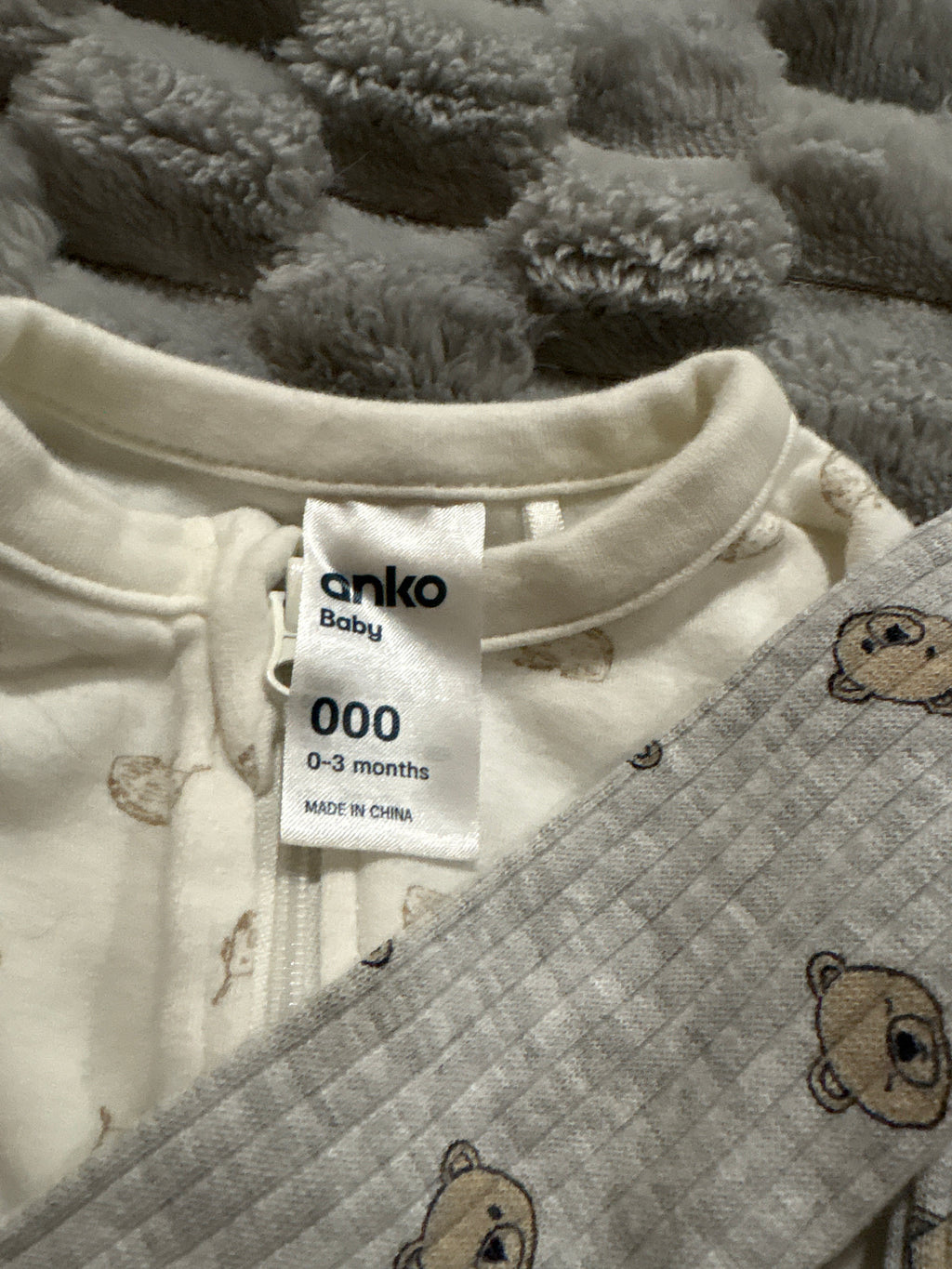 Dymples long sleeve bear tee and Anko zip up coverall. Size 000