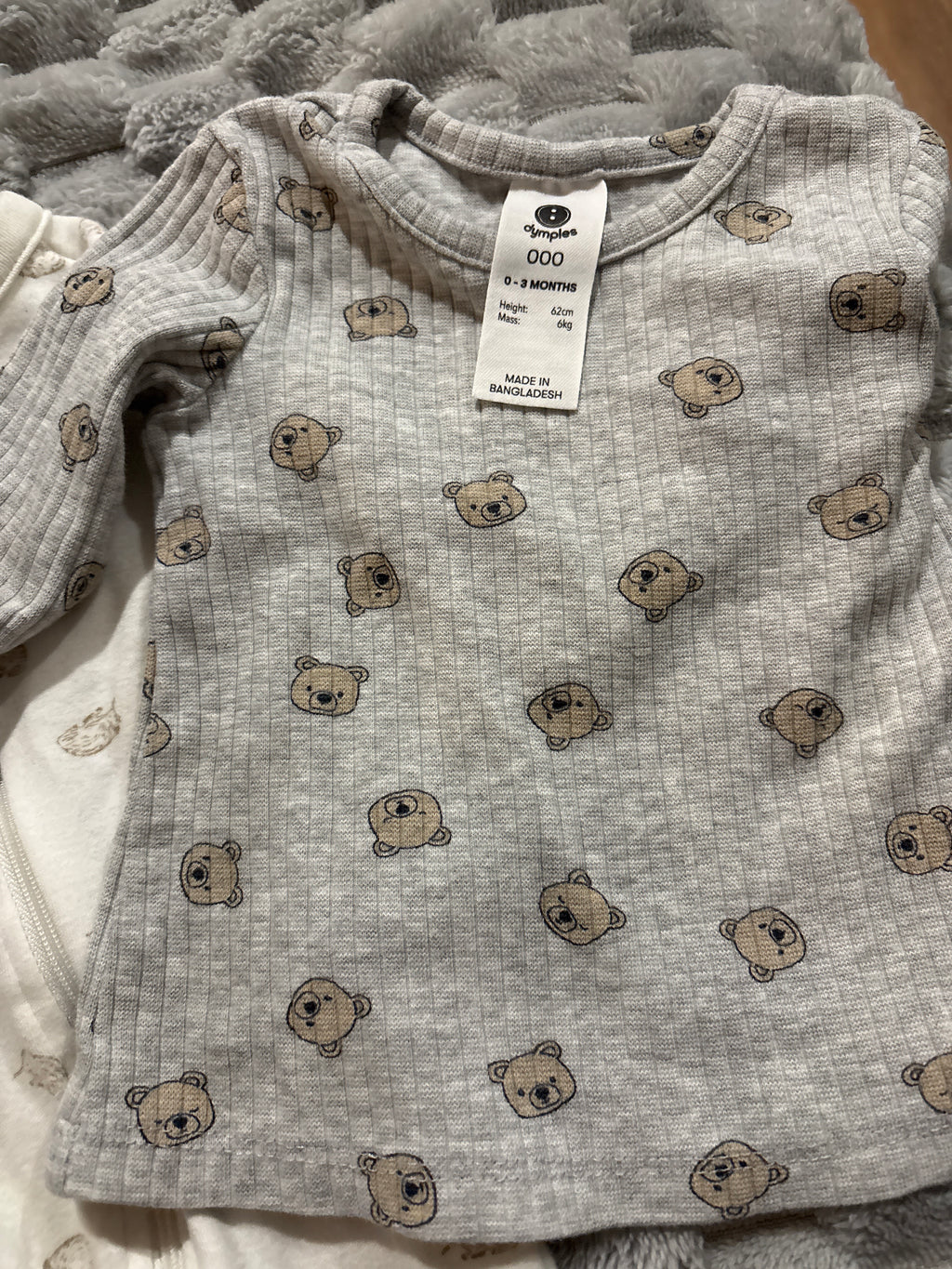 Dymples long sleeve bear tee and Anko zip up coverall. Size 000