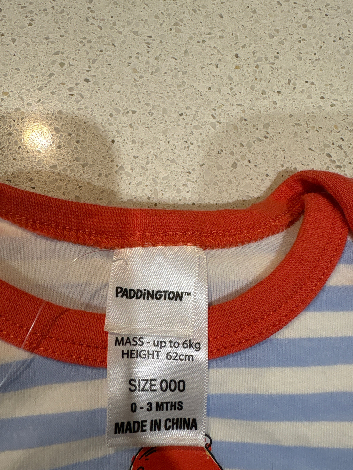 Size 000 Paddington short sleeve bodysuit