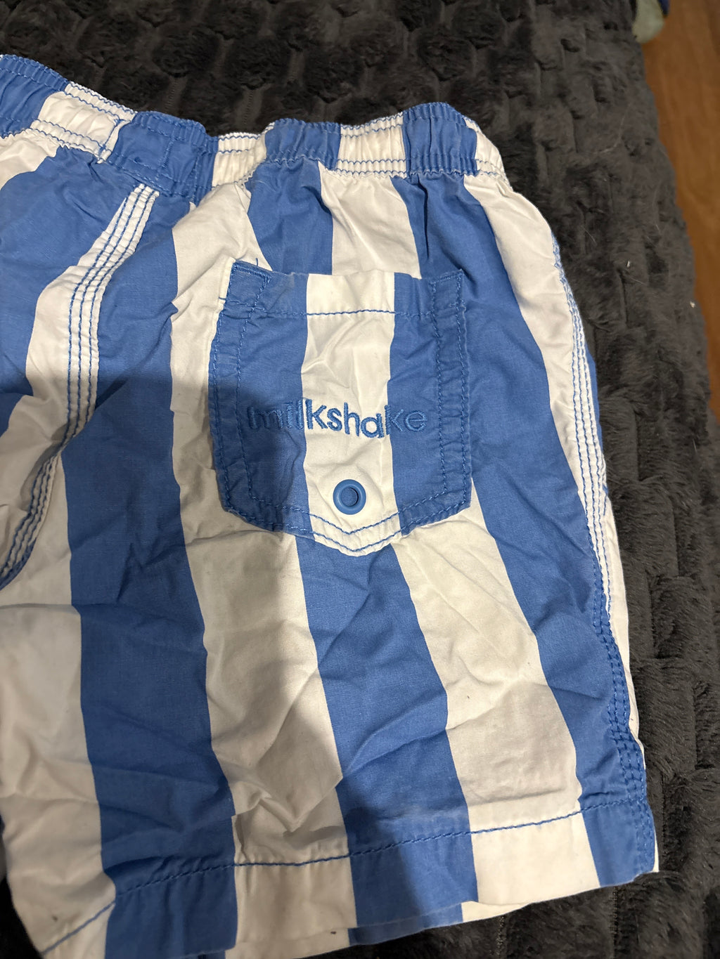 Milkshake stripped blue and white shorts. Size 3