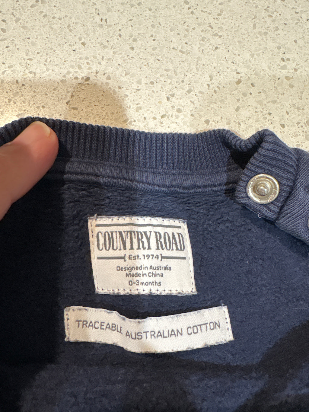 Country Road worn look sweater. Size 0-3 months