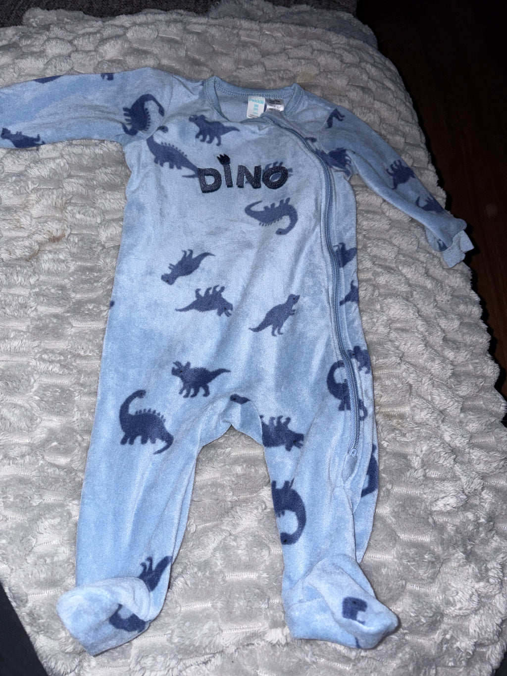 Pekkie fleece Dino coverall. Size 6 months