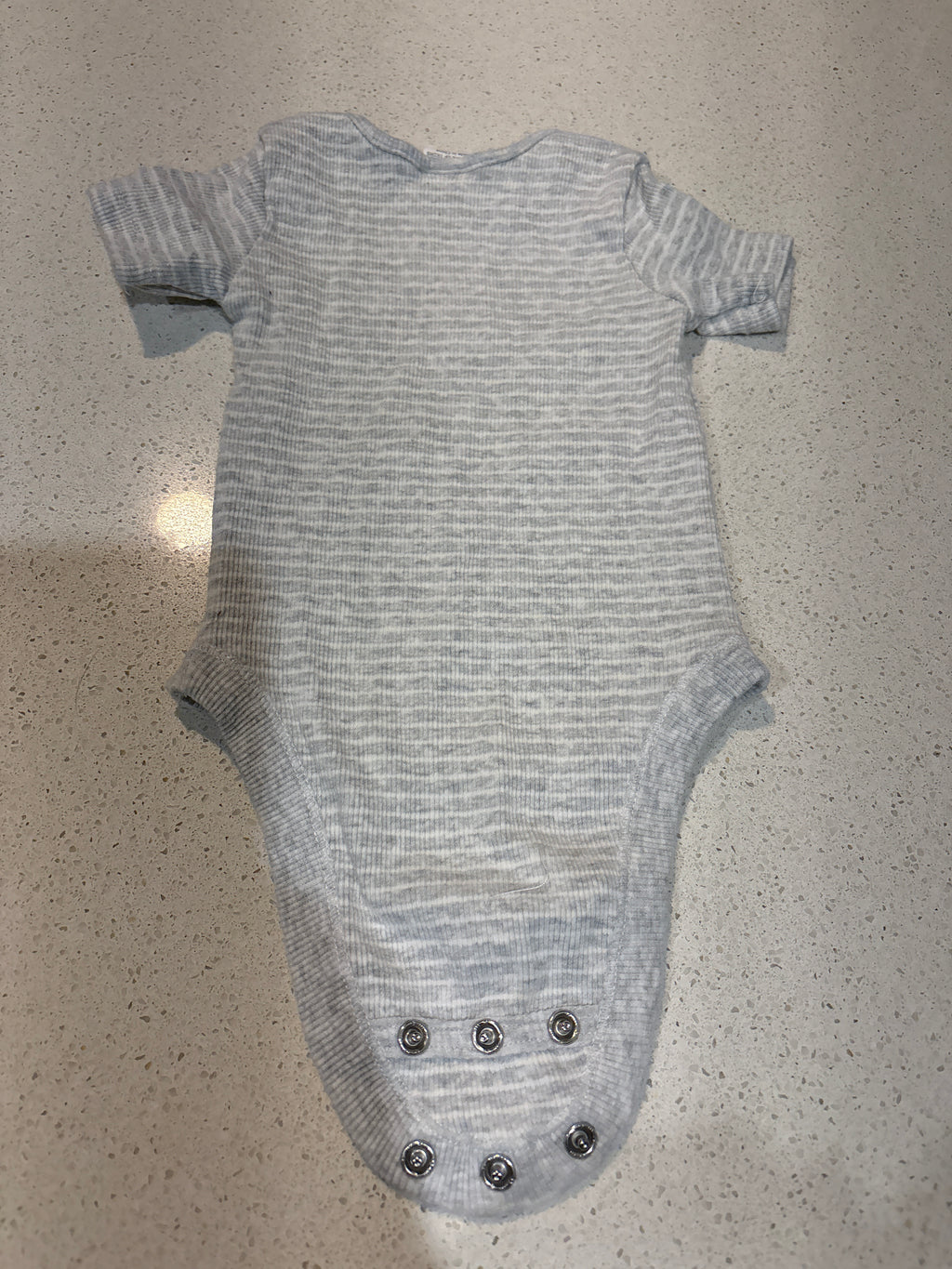 Berry Berry grey and white striped short sleeve body suit. Size 000