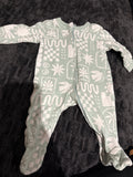 Baby Berry unisex pale green and white patterned coverall. Size 0000