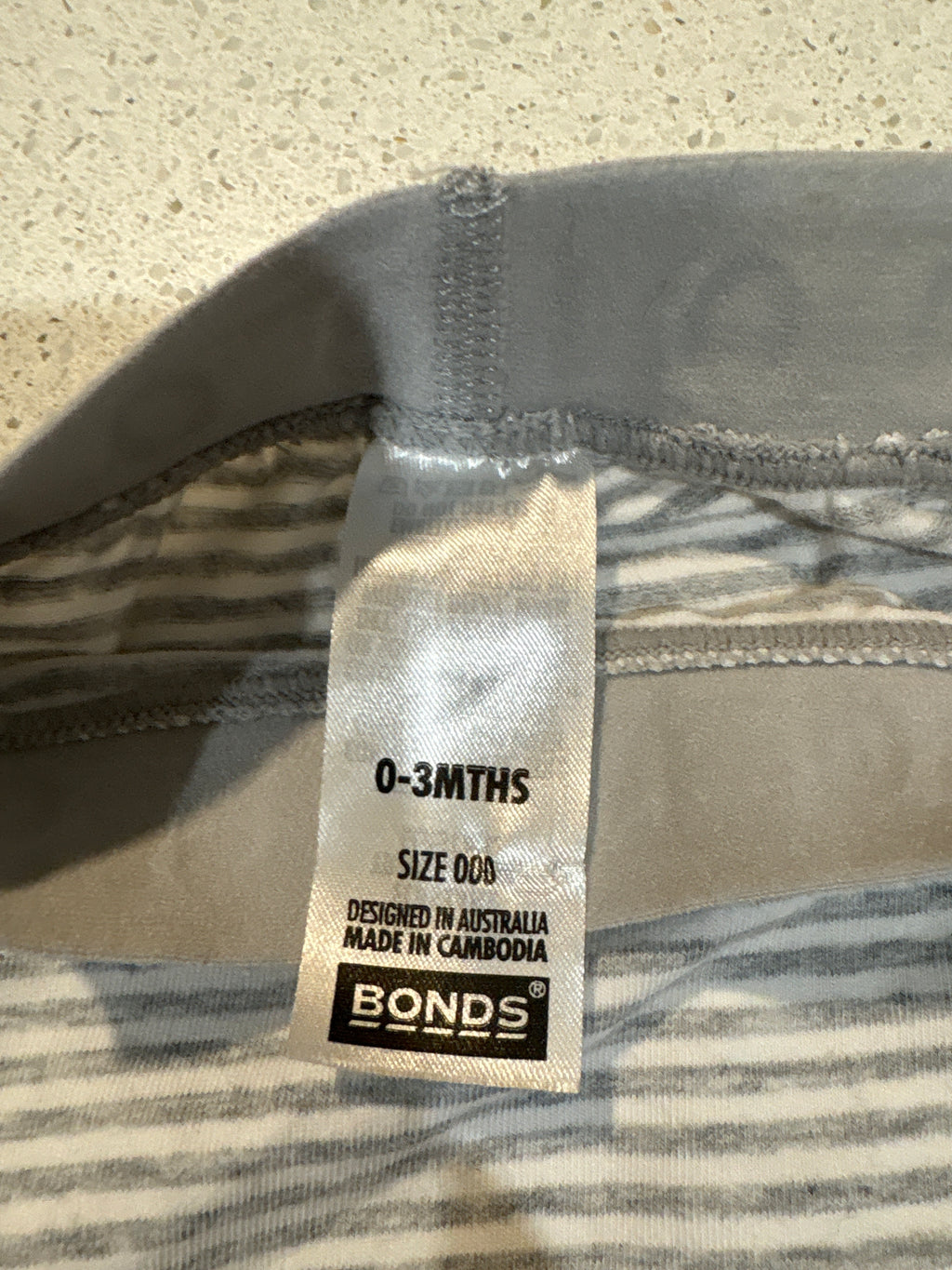 Bonds Grey Striped leggings size 000