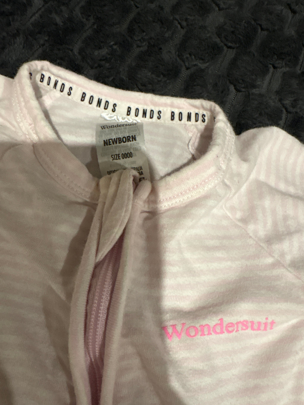 Bonds pink and white stripped Wondersuit. Size 0000