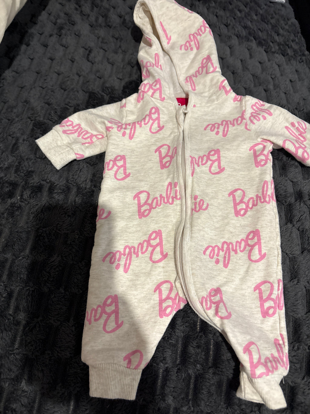 Barbie fleece jumpsuit with hoodie. Size 0000