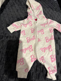 Barbie fleece jumpsuit with hoodie. Size 0000