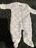 Anko purple and white fleece coverall. Size 0000