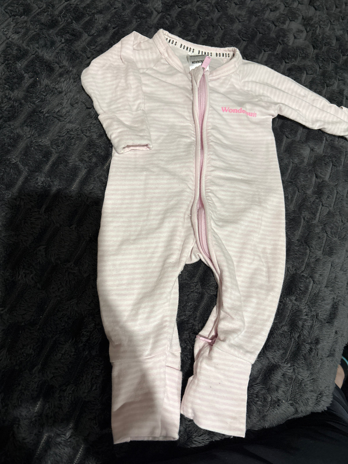 Bonds pink and white stripped Wondersuit. Size 0000