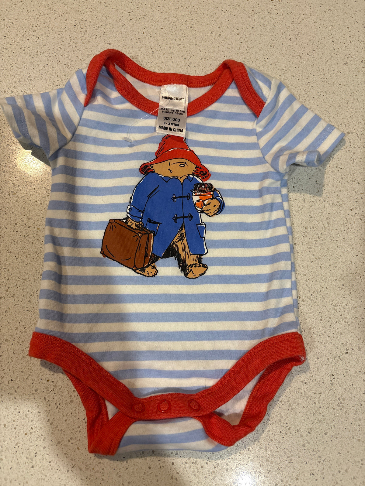Size 000 Paddington short sleeve bodysuit