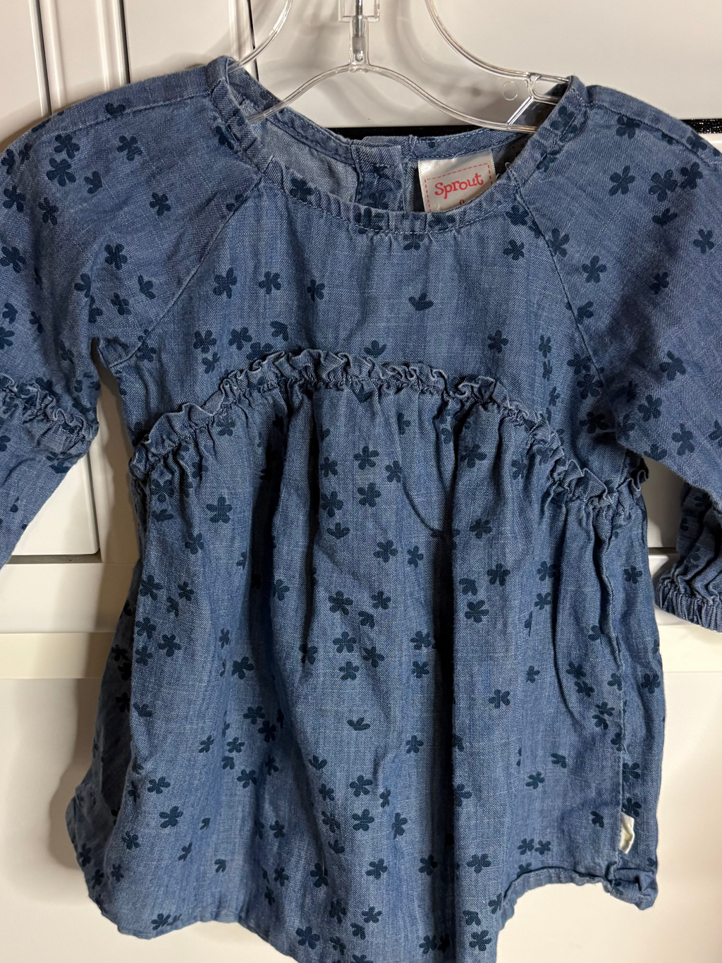 Sprout Size 0 denim look patterned dress