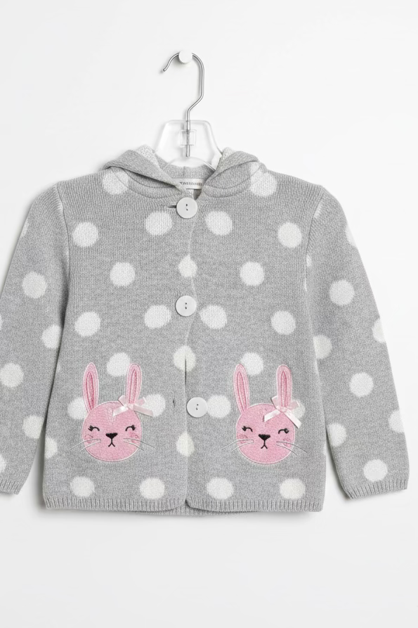 Ollie’s Place Size 2 polka dot bunny cardigan knit